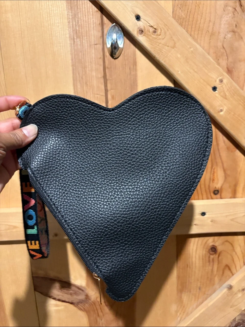 Black Heart-Shaped Wristlet Pouch - Women Accessories